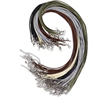 Cordón de Collar Encerado con Cierre- 50 Piezas 2mm Cuerda de Collar para Hacer Joyas- Collar de Cuentas- Brazalete…